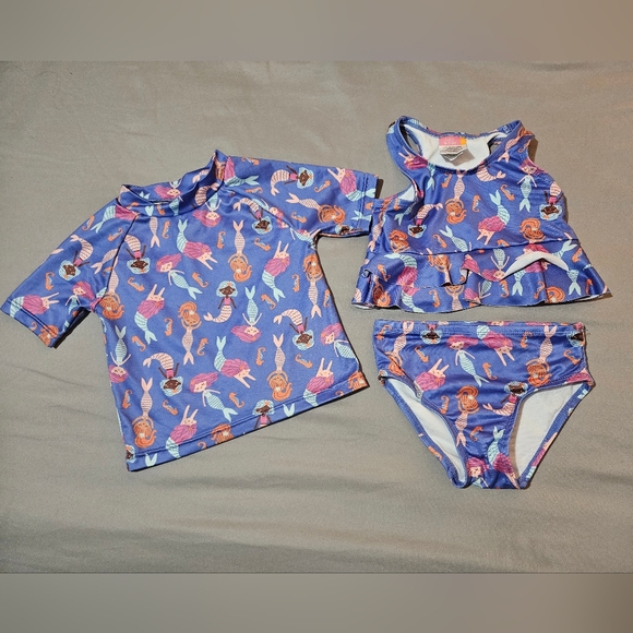 Toddler Girls 3 piece Mermaid Swim Set - Picture 1 of 8